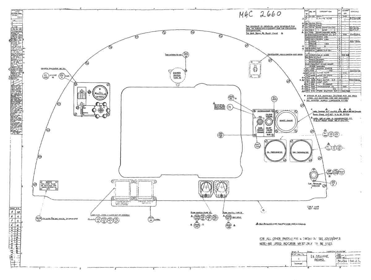 Spitfire Type 361 Mk IX Blueprints 36134 3  Instrument Board A4 Photo Print