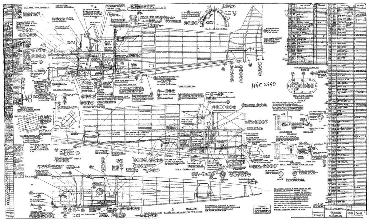 Spitfire Type 361 Mk IX Blueprints 36136 12Arrangement of Electrical Equipment in Fuselage A4 Photo Print