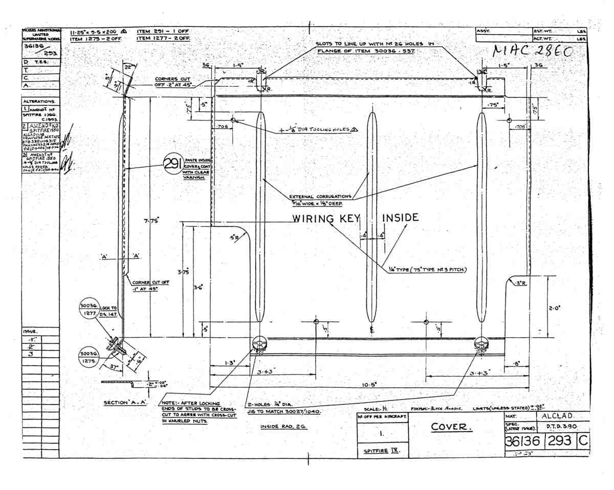 Spitfire Type 361 Mk IX Blueprints 36136 293 C Cover A4 Photo Print