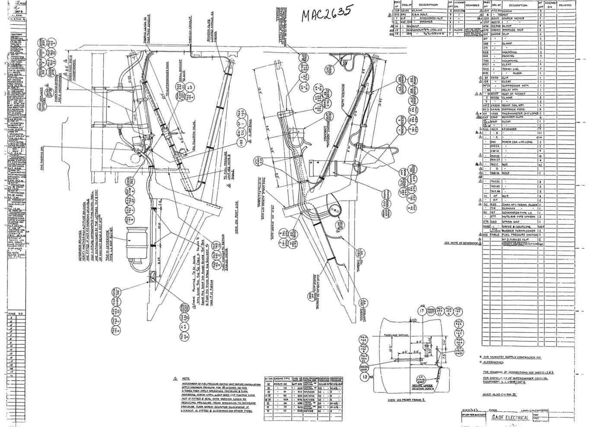 Spitfire Type 361 Mk IX Blueprints 36136 4GA of Electrical in Engine Compartment A4 Photo Print