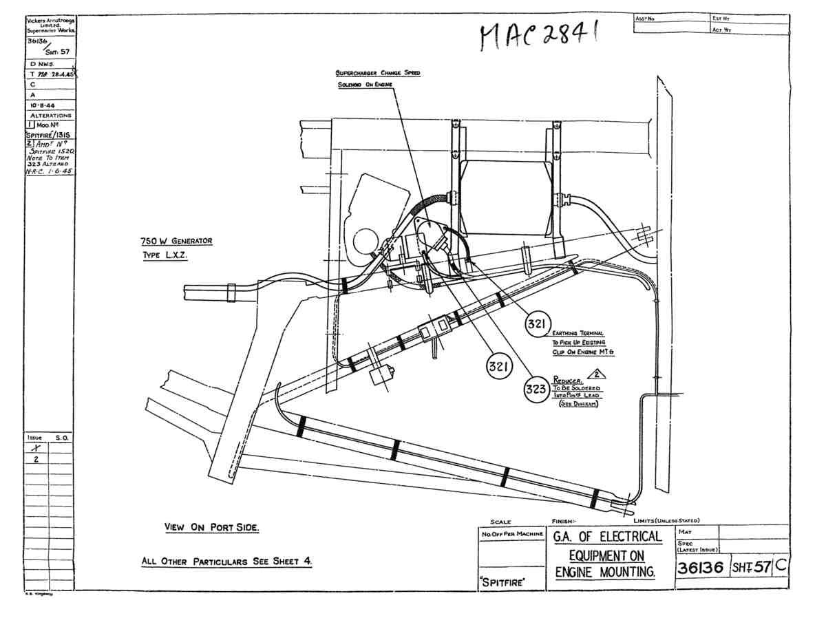 Spitfire Type 361 Mk IX Blueprints 36136 57 C GA of Electrical Equipment on Engine Mounting A4 Photo Print