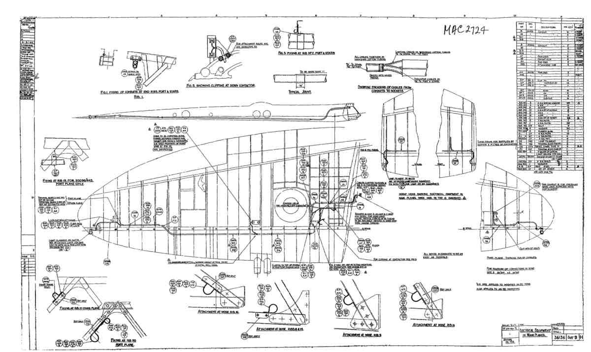 Spitfire Type 361 Mk IX Blueprints 36136 9 H Electrical Equipment in Main Planes A4 Photo Print