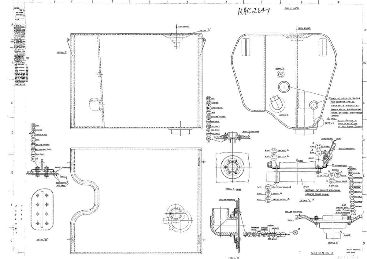 Spitfire Type 361 Mk IX Blueprints 36144 14  GA of Self Sealing Tank A4 Photo Print