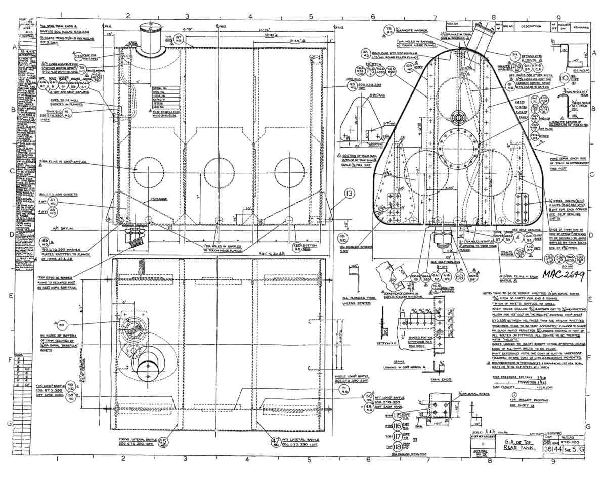 Spitfire Type 361 Mk IX Blueprints 36144 5 G GA of Top Rear Tank A4 Photo Print