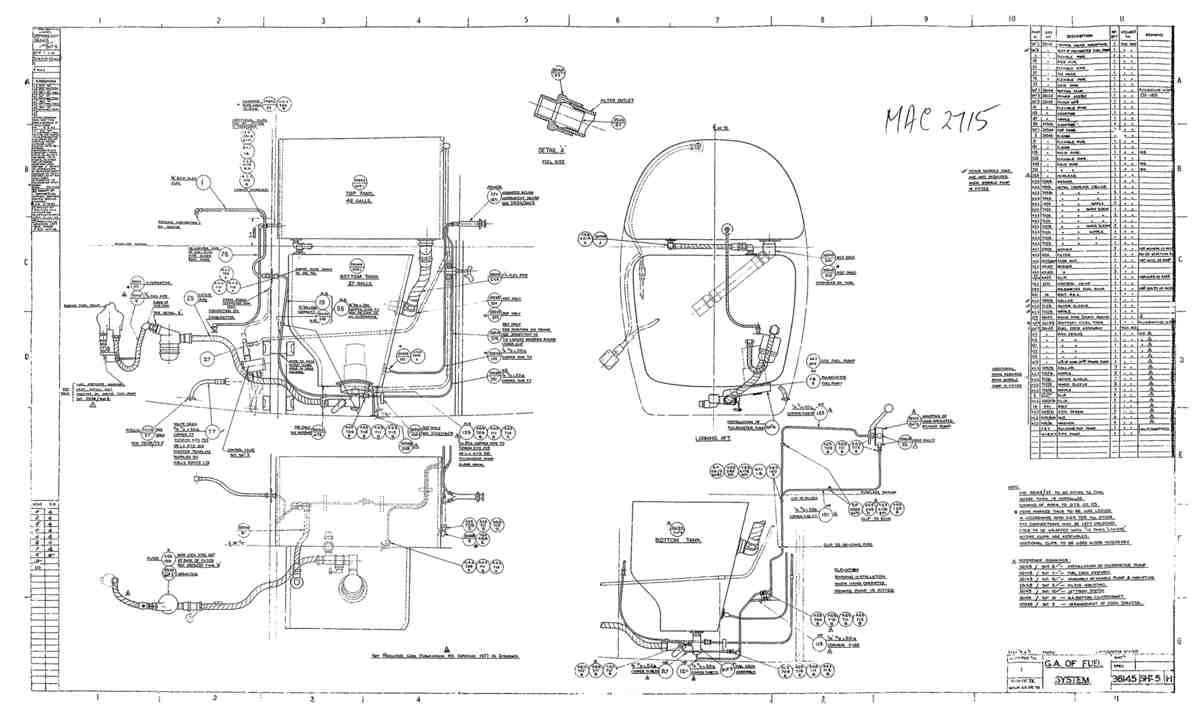 Spitfire Type 361 Mk IX Blueprints 36145 5 H GA of Fuel System Merlin 66 or 70 A4 Photo Print