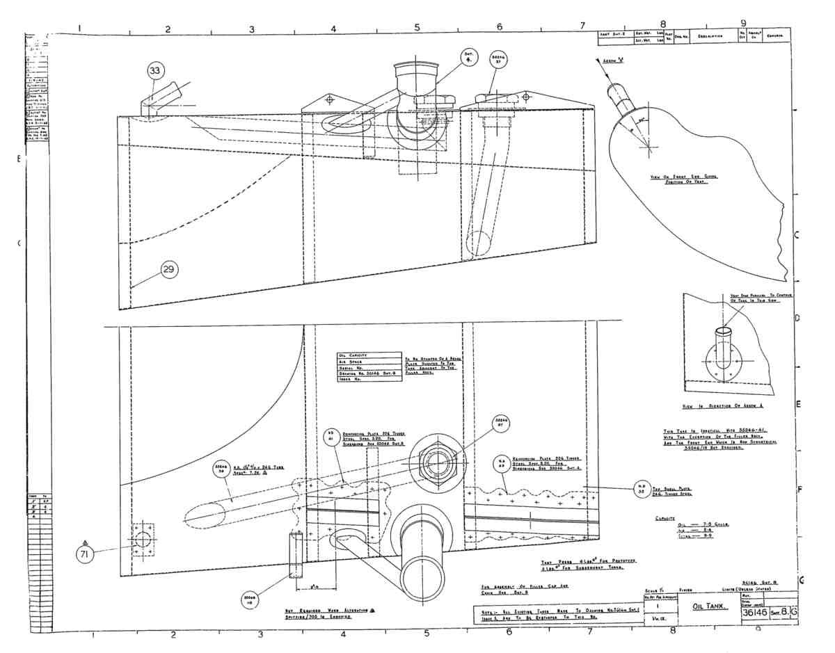 Spitfire Type 361 Mk IX Blueprints 36146 8 G Oil Tank A4 Photo Print