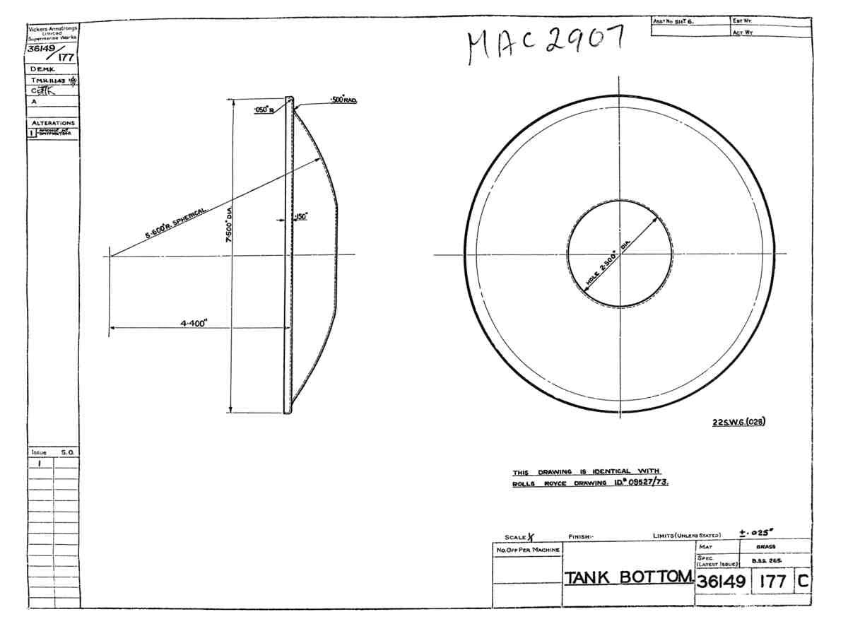 Spitfire Type 361 Mk IX Blueprints 36149 177 C Tank Bottom A4 Photo Print