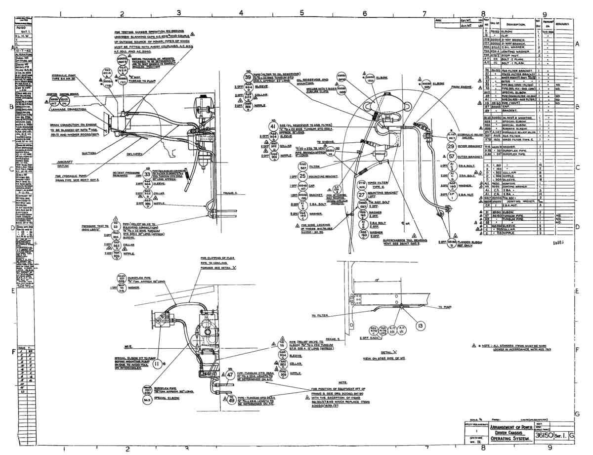 Spitfire Type 361 Mk IX Blueprints 36150 1 G Arrangement of Power Driven Chassis operating system A4 Photo Print