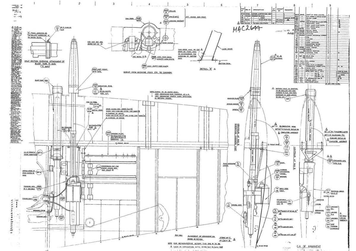 Spitfire Type 361 Mk IX Blueprints 36162 14GA of Armament A4 Photo Print