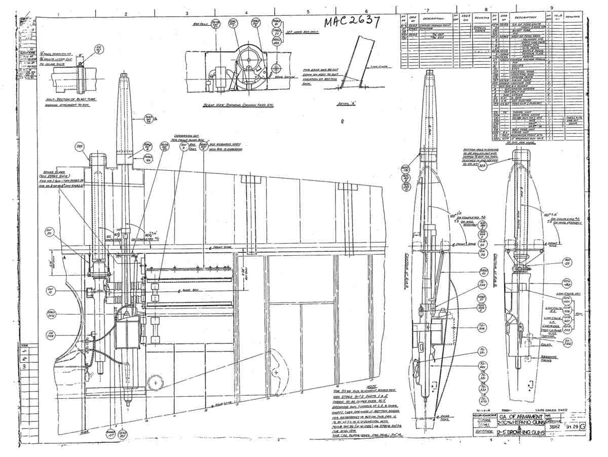 Spitfire Type 361 Mk IX Blueprints 36162 29 G GA of Armament Hispano & Browning 50 cal A4 Photo Print