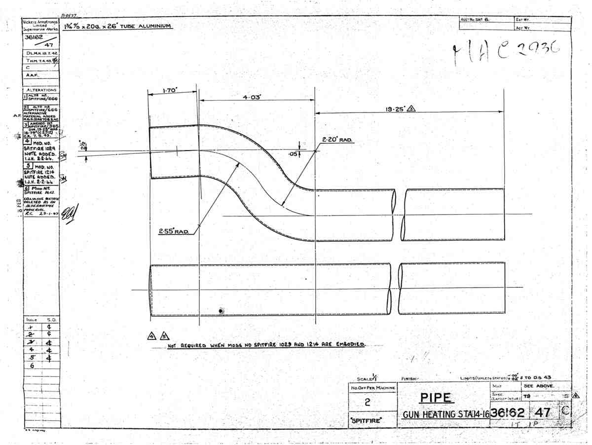 Spitfire Type 361 Mk IX Blueprints 36162 47 C Pipe gun heating sta 14 16 A4 Photo Print