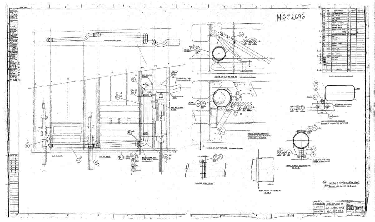 Spitfire Type 361 Mk IX Blueprints 36162 6 H Arrangement of Gun heating Pipes Outboard Rib 8 A4 Photo Print