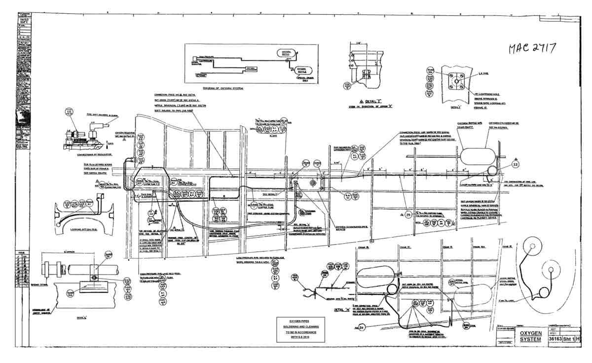 Spitfire Type 361 Mk IX Blueprints 36163 1 H Oxygen System A4 Photo Print