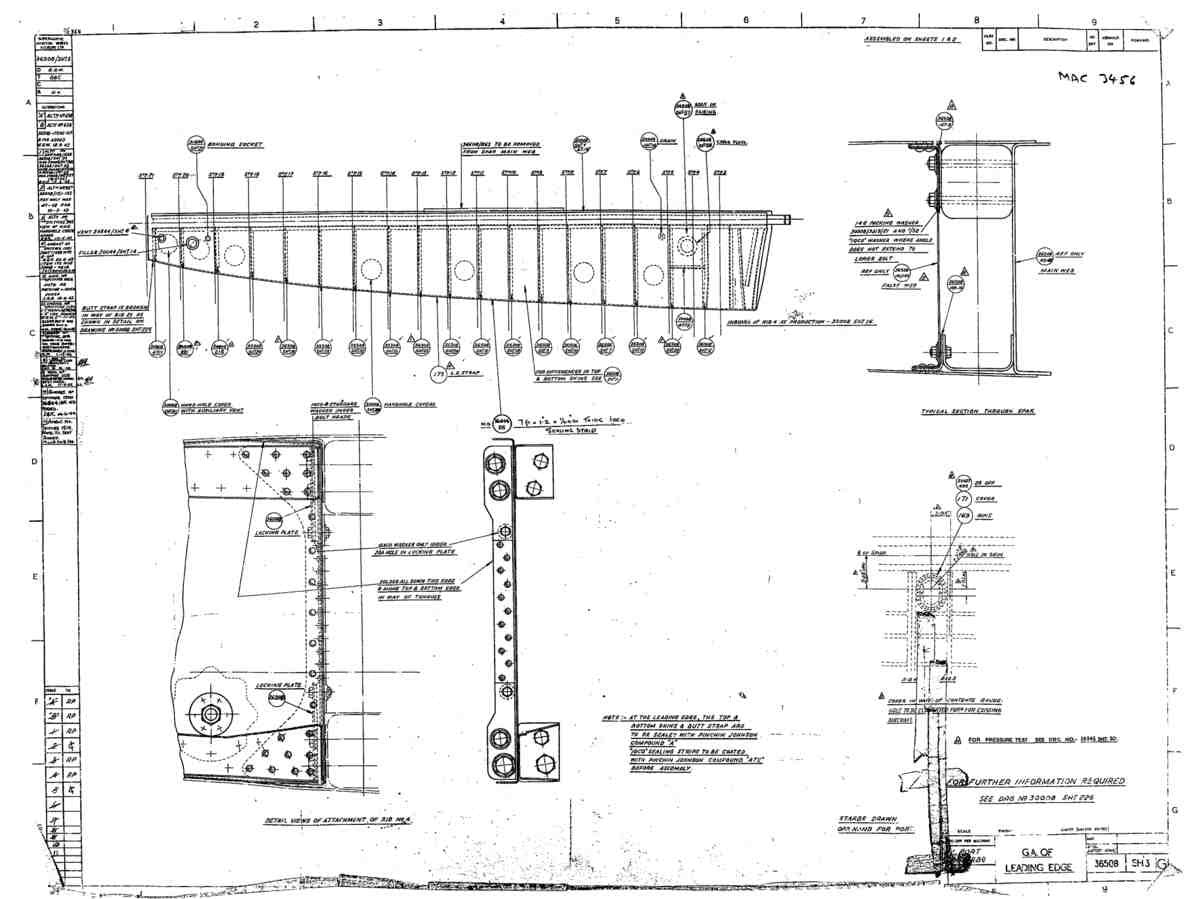Spitfire Type 365 MKXI Blueprints 36508 3 G GA of Leading Edge A4 Photo Print