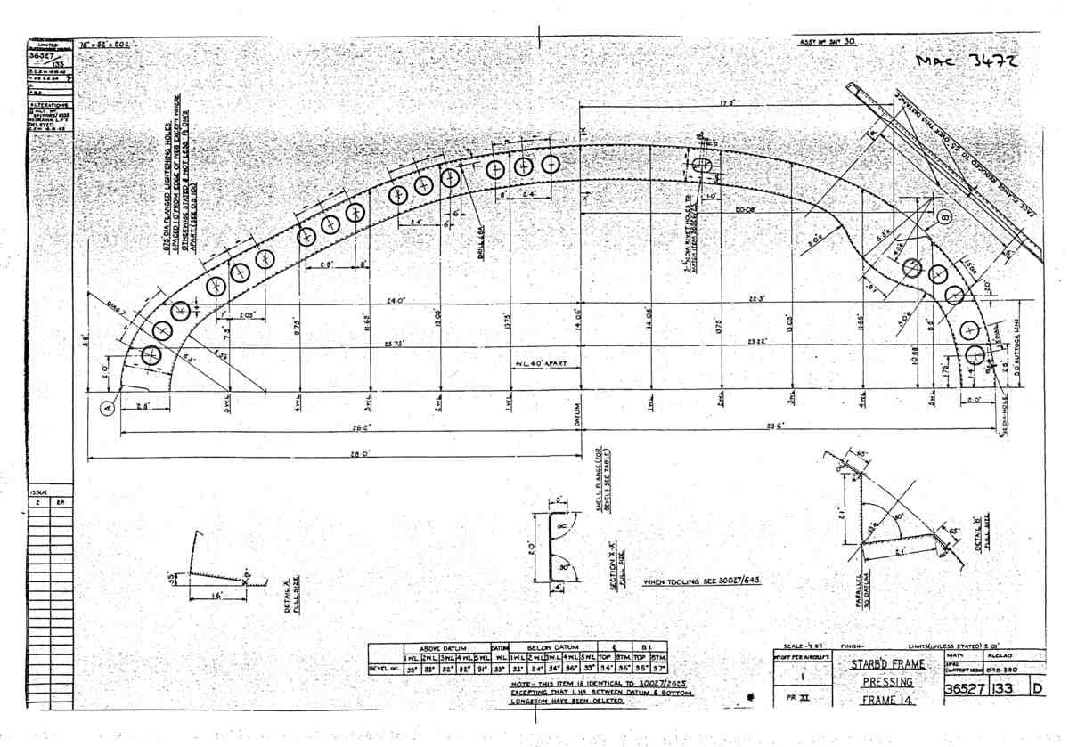Spitfire Type 365 MKXI Blueprints 36527 133 D Starboard Frame Pressing Fr 14 A4 Photo Print