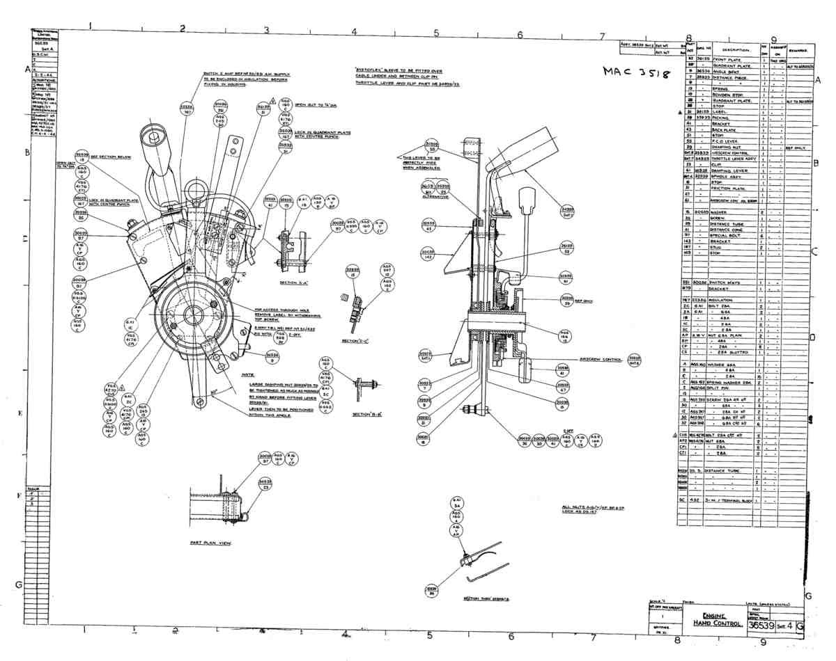 Spitfire Type 365 MKXI Blueprints 36539 4 G Engine Hand Control A4 Photo Print