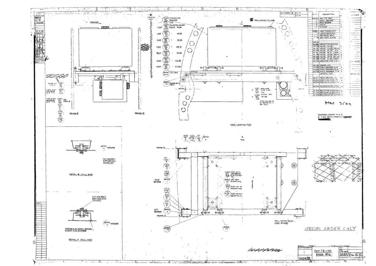 Spitfire Type 365 MKXI Blueprints 36553 6 G Assy TR1143 Radio Mounting A4 Photo Print