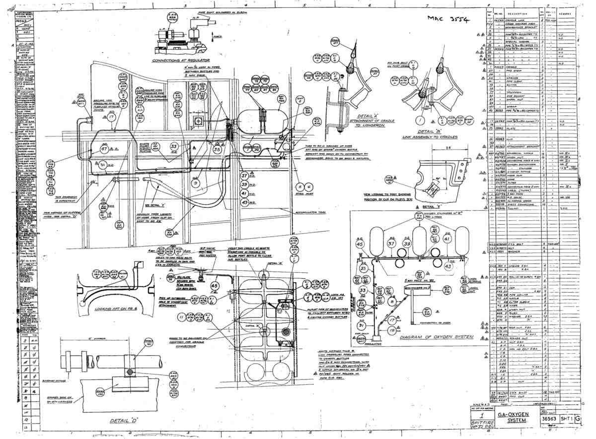 Spitfire Type 365 MKXI Blueprints 36563 1 G GA Oxygen system A4 Photo Print