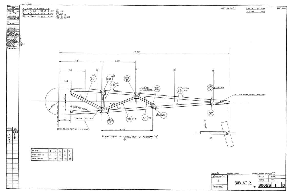 Spitfire Type 366 MKXII Blueprints 36623 1 D Rib No 2 A4 Photo Print