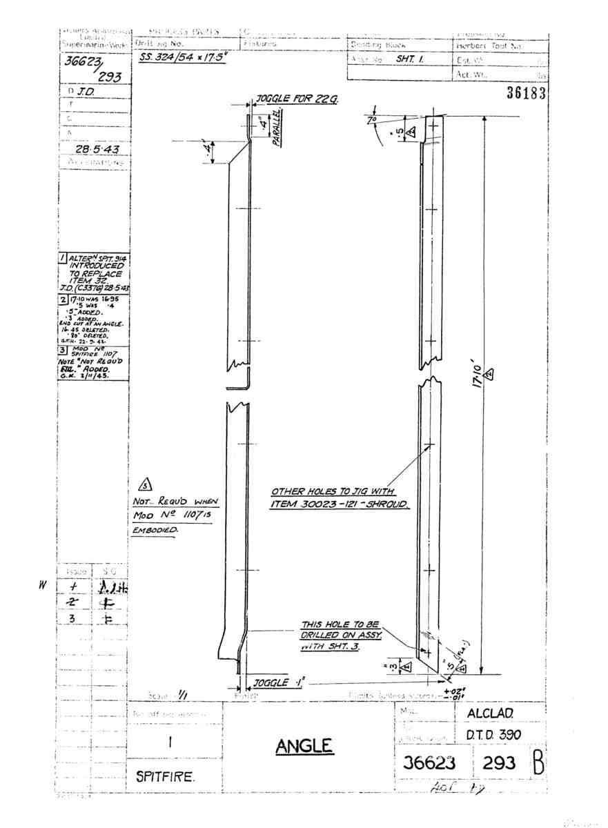 Spitfire Type 366 MKXII Blueprints 36623 293 B Angle A4 Photo Print