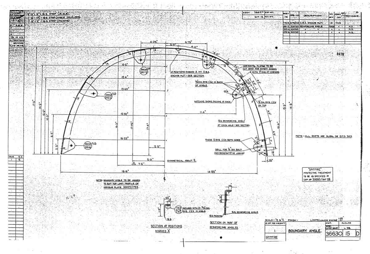Spitfire Type 366 MKXII Blueprints 36630 15 D Boundary Angle A4 Photo Print