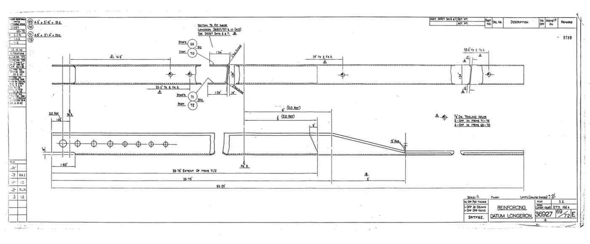 Spitfire Type 369 MKXIV Blueprints 36927 6972 E Reinforcing Datum Longeron A4 Photo Print