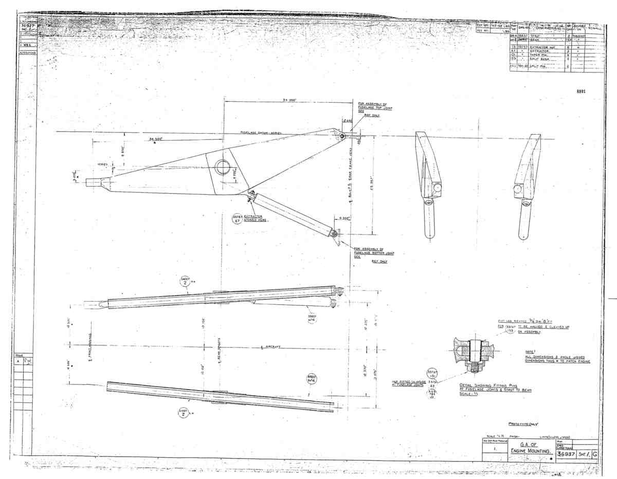 Spitfire Type 369 MKXIV Blueprints 36937 1 G GA of Engine Mounting A4 Photo Print