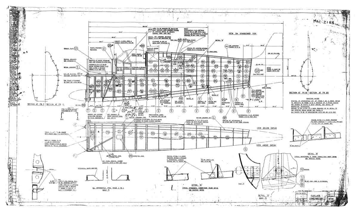 Spitfire Type 377 Seafire Blueprints 37727 x x Fuselage Construction A4 Photo Print
