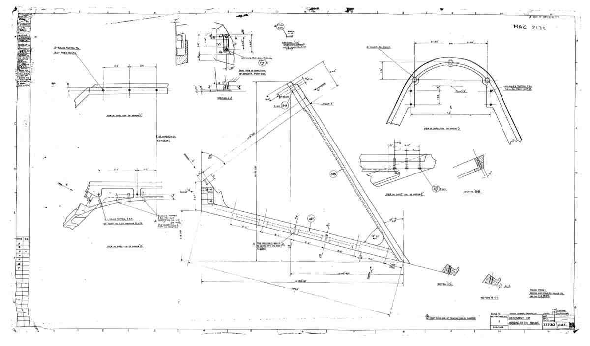 Spitfire Type 377 Seafire Blueprints 37730 343 H Assembly of Windscreen Frame A4 Photo Print