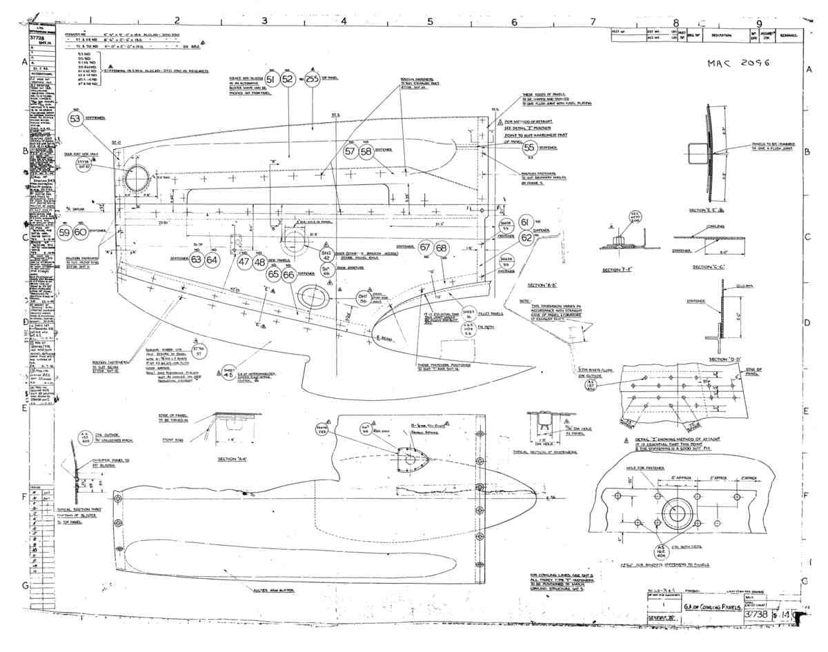 Spitfire Type 377 Seafire Blueprints 37738 14 x GA of Cowling Panels A4 Photo Print
