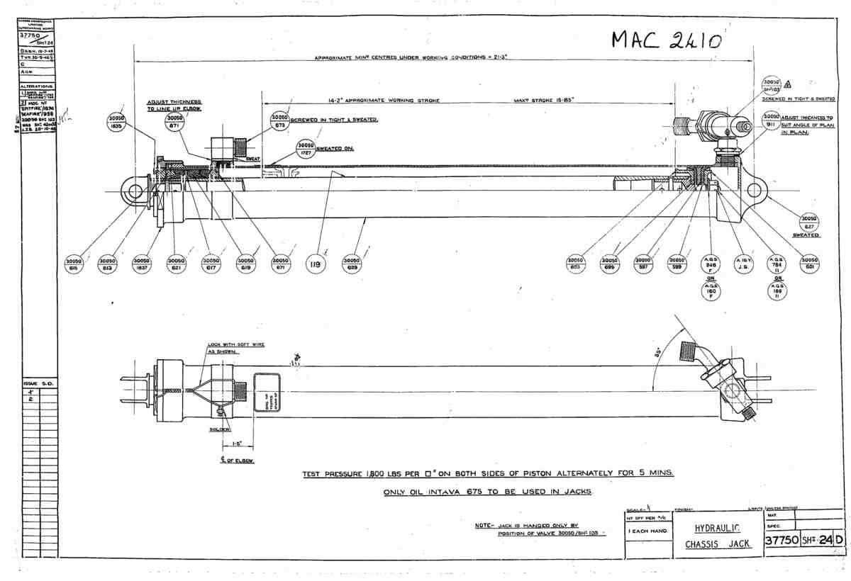Spitfire Type 377 Seafire Blueprints 37750 24 D Hydraulic Chassis Jack A4 Photo Print