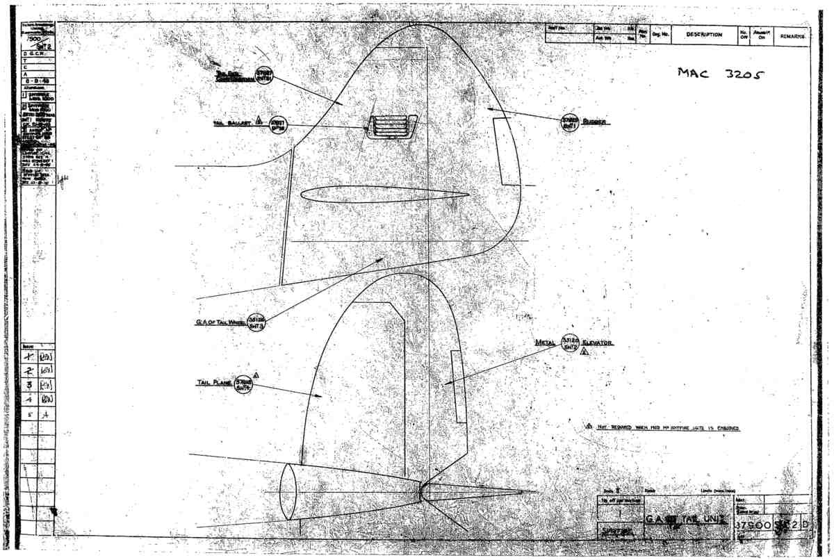 Spitfire Type 379 MKXIV Blueprints 37900 2 D GA of Tail Unit A4 Photo Print