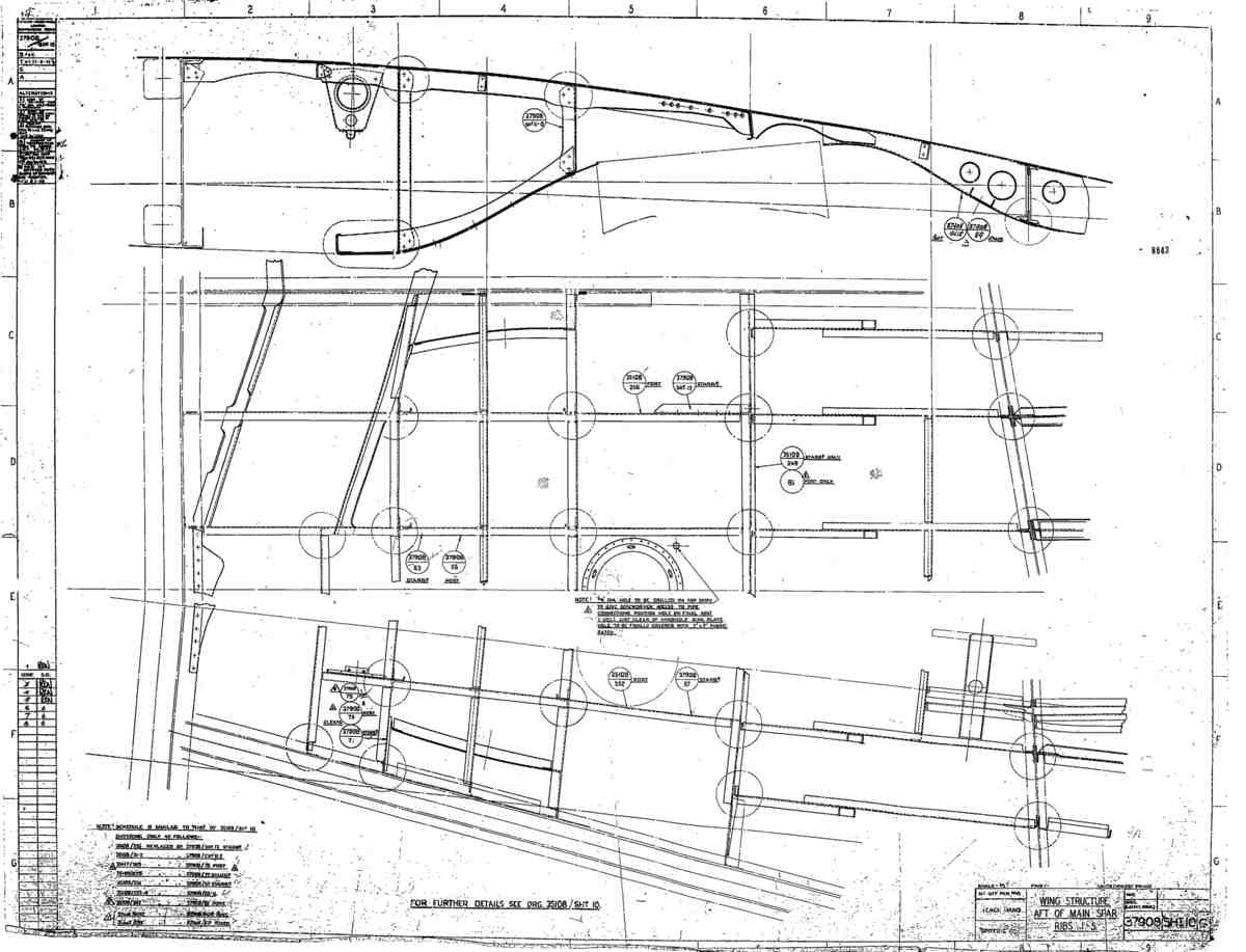 Spitfire Type 379 MKXIV Blueprints 37908 10 G Wing Structure Aft of Main Spar Ribs 1 5 A4 Photo Print