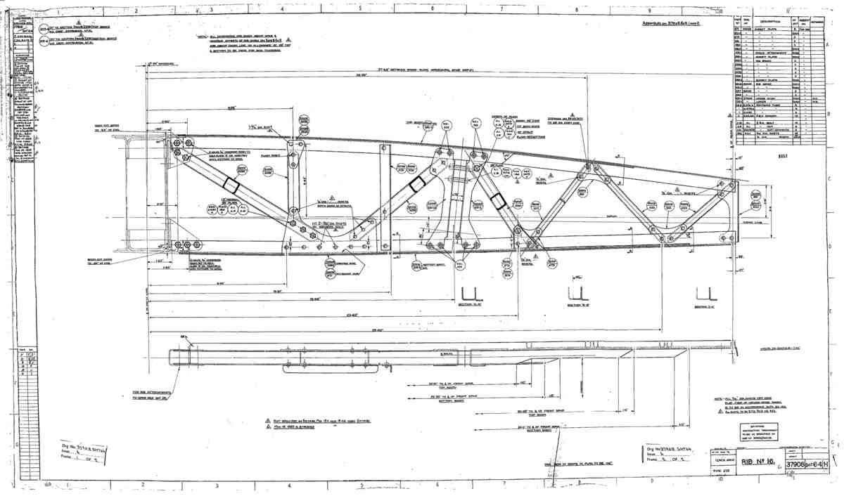 Spitfire Type 379 MKXIV Blueprints 37908 64 H Rib No16 A4 Photo Print