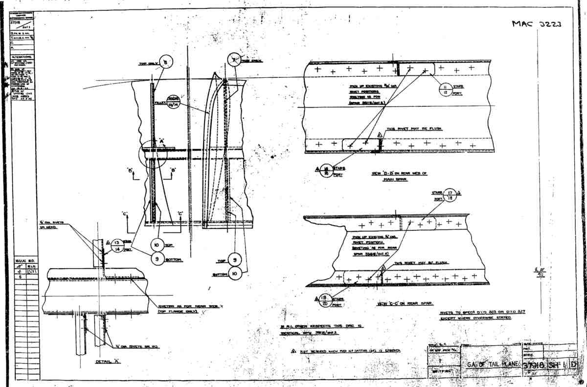 Spitfire Type 379 MKXIV Blueprints 37918 1 D Ga of Tail plane A4 Photo Print