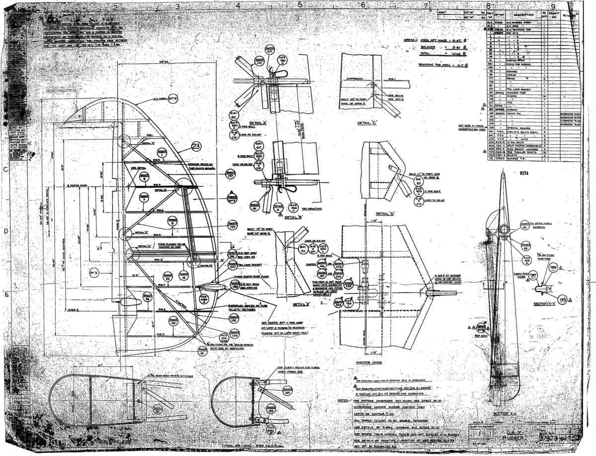 Spitfire Type 379 MKXIV Blueprints 37923 1 C GA of Rudder A4 Photo Print