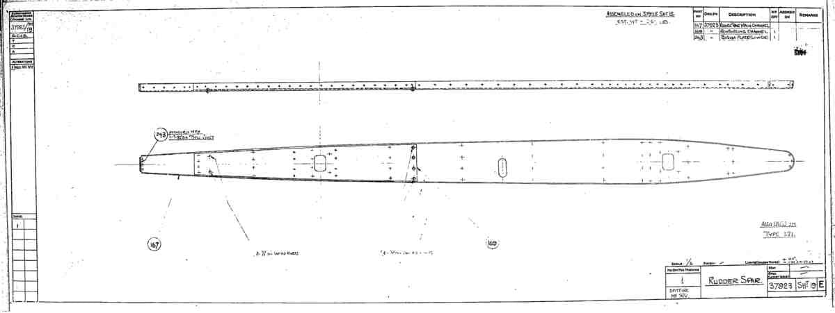 Spitfire Type 379 MKXIV Blueprints 37923 19 E Rudder Spar A4 Photo Print