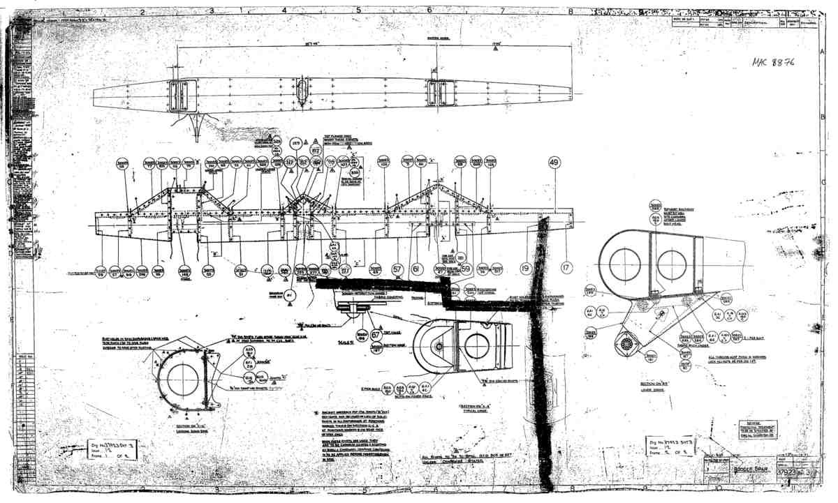 Spitfire Type 379 MKXIV Blueprints 37923 3 H Rudder Spar A4 Photo Print