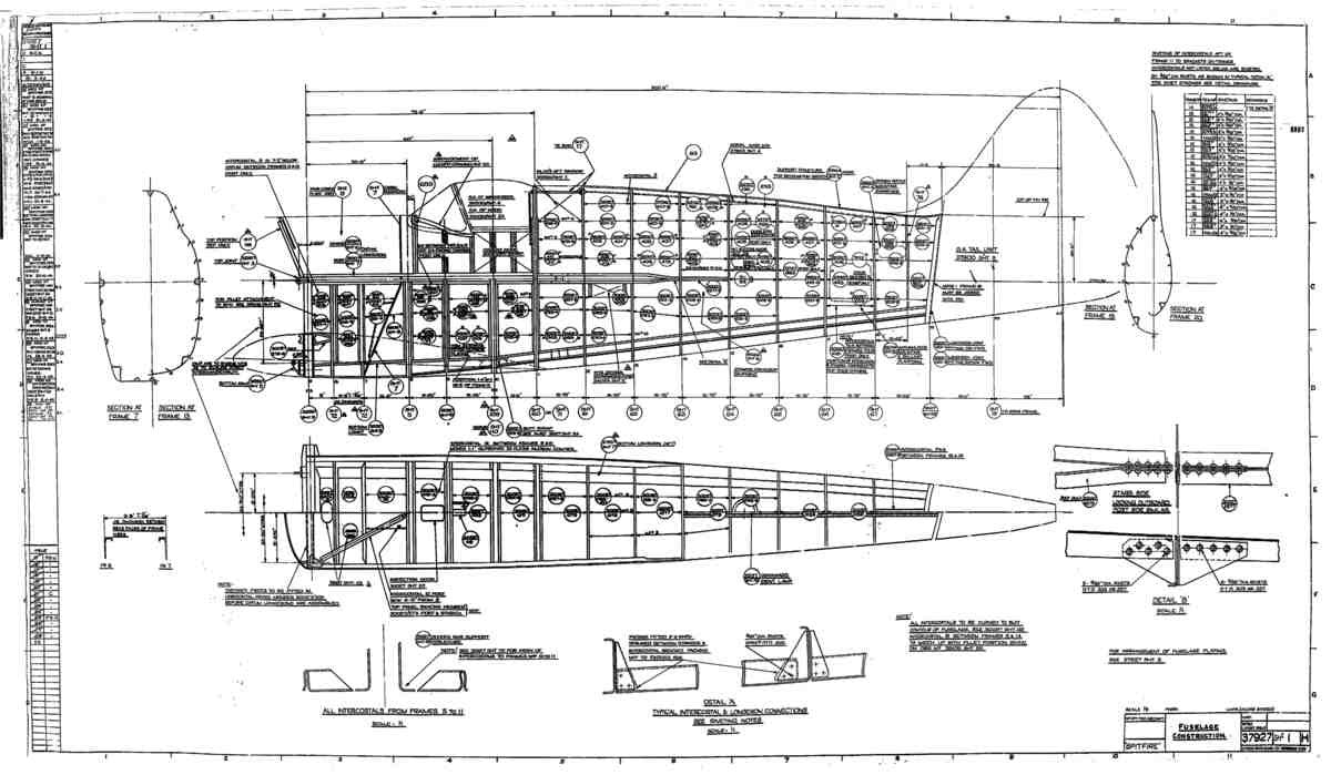 Spitfire Type 379 MKXIV Blueprints 37927 1 H Fuselage Constuction A4 Photo Print
