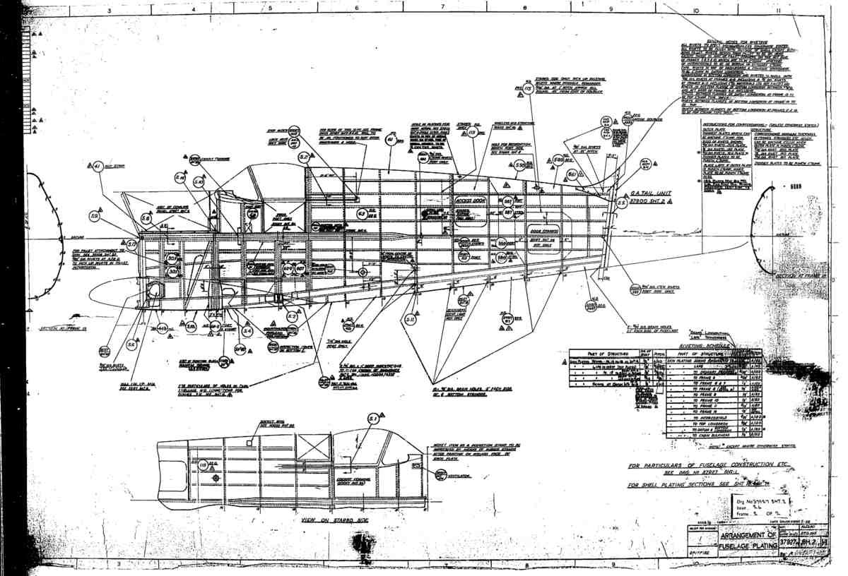 Spitfire Type 379 MKXIV Blueprints 37927 2 H Arrangement of fuselage Plating A4 Photo Print
