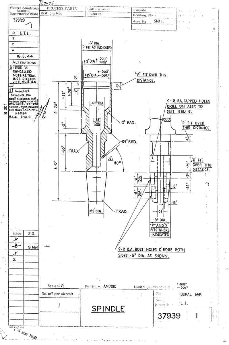 Spitfire Type 379 MKXIV Blueprints 37939 1 B Spindle A4 Photo Print