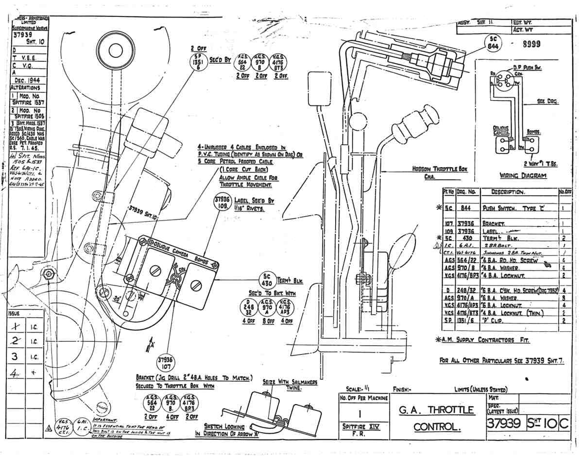 Spitfire Type 379 MKXIV Blueprints 37939 10 C GA Throttle Control A4 Photo Print