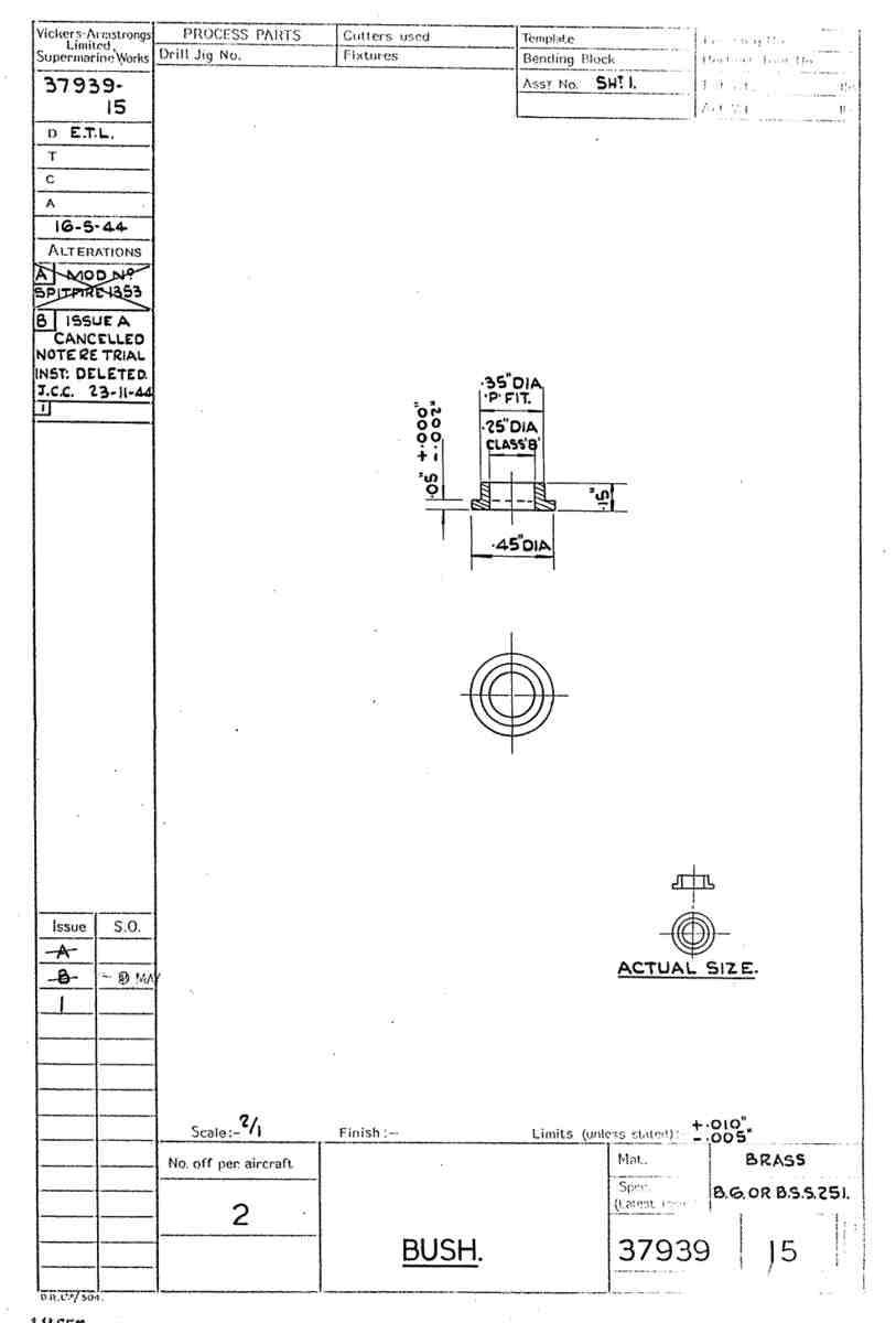 Spitfire Type 379 MKXIV Blueprints 37939 15 B Bush A4 Photo Print