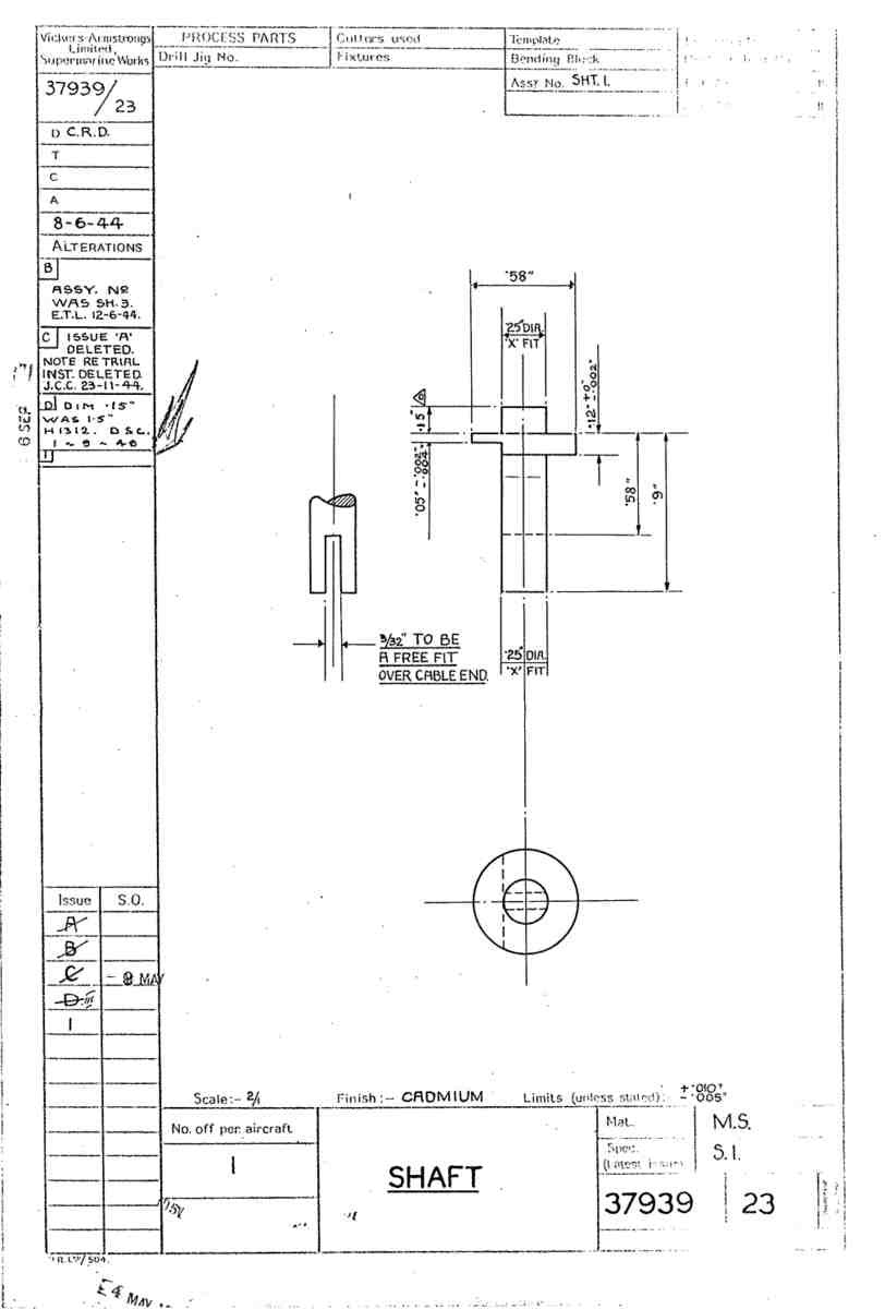Spitfire Type 379 MKXIV Blueprints 37939 23 B Shaft A4 Photo Print
