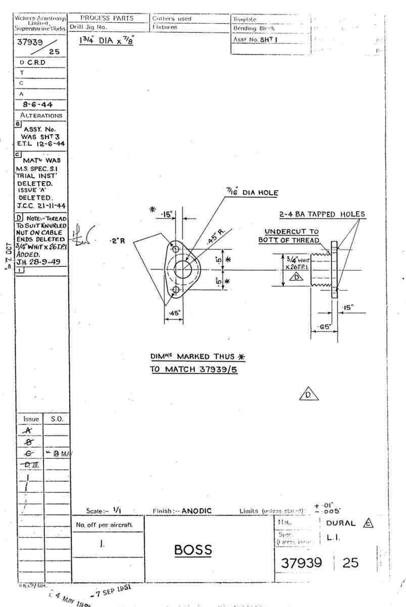Spitfire Type 379 MKXIV Blueprints 37939 25 B Boss A4 Photo Print
