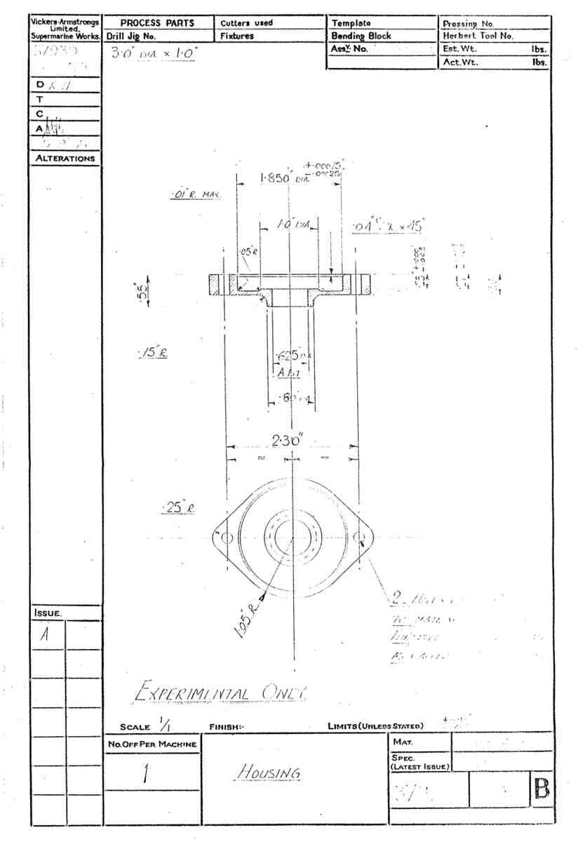 Spitfire Type 379 MKXIV Blueprints 37939 30 B Housing A4 Photo Print