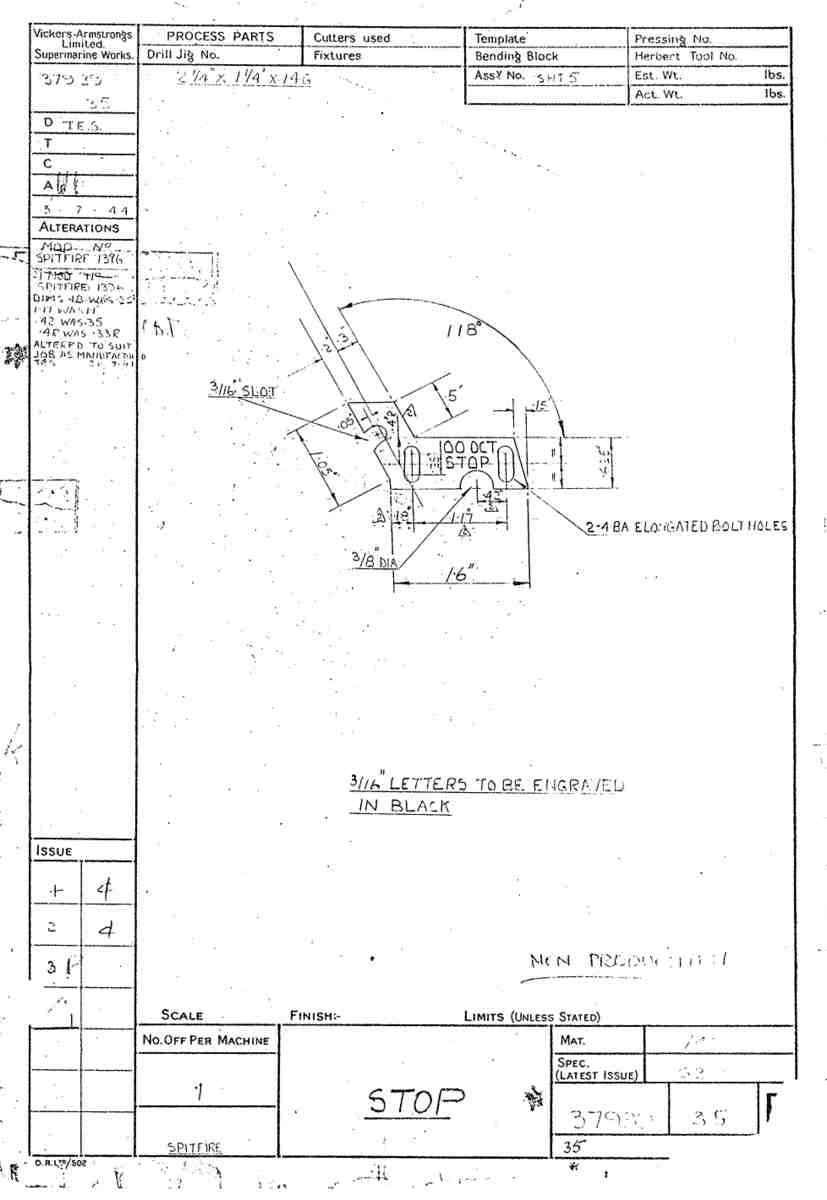 Spitfire Type 379 MKXIV Blueprints 37939 35 B Stop A4 Photo Print