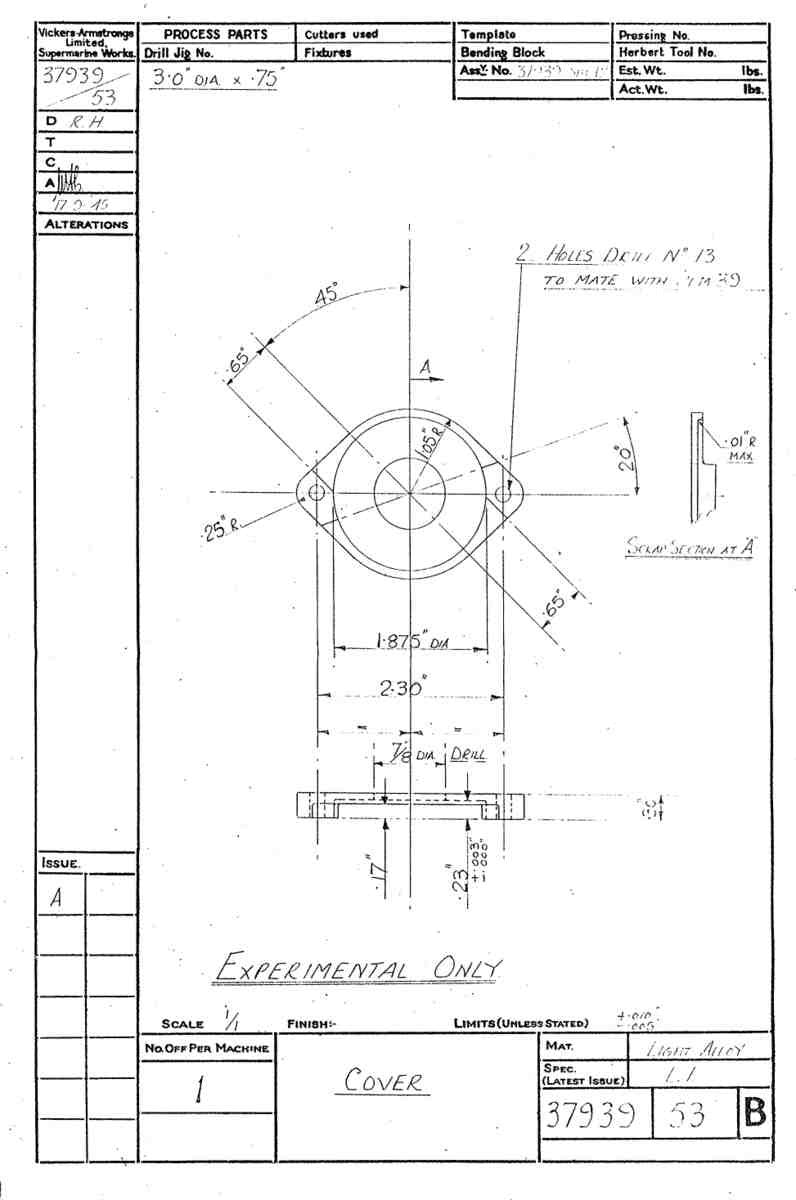 Spitfire Type 379 MKXIV Blueprints 37939 53 B Cover A4 Photo Print