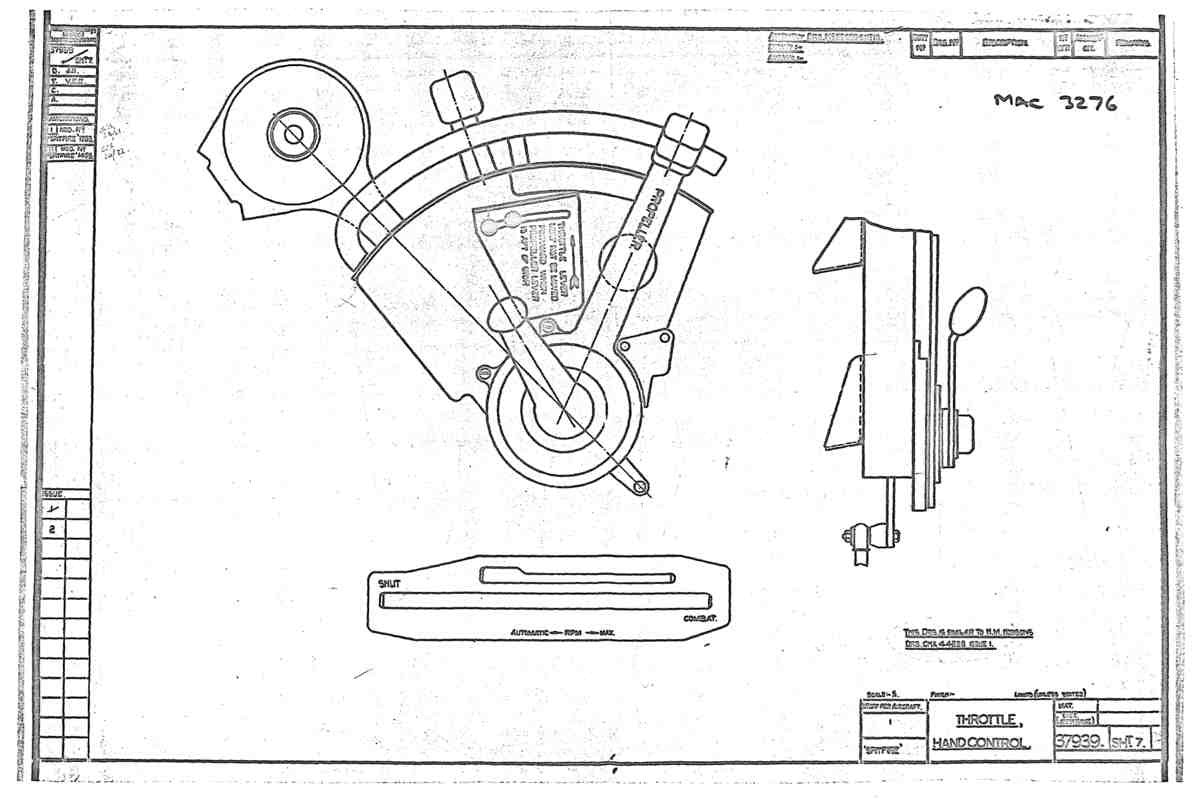 Spitfire Type 379 MKXIV Blueprints 37939 7  Throttle Hand Control A4 Photo Print