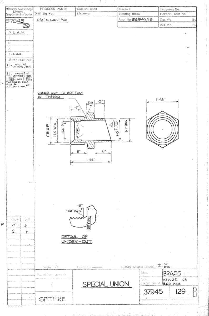 Spitfire Type 379 MKXIV Blueprints 37945 129 B Special Union A4 Photo Print
